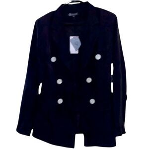 NWT- Classic Black Double-Breasted Blazer - Women